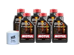 6L Motul 8100 X-CESS GEN2 5W-40 Wix Filter Motor Oil Change Kit API SN - Picture 1 of 1
