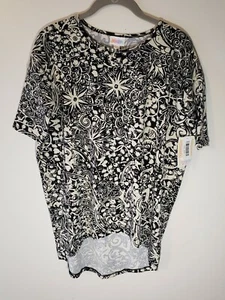 Tunica LuLaRoe IRMA T taglia XXS NERO E PANNA stampa floreale astratta - Foto 1 di 4