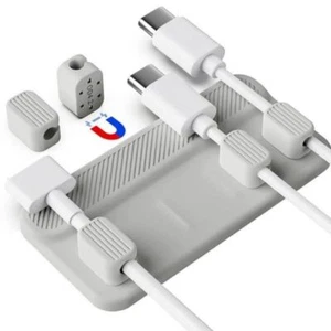 Desktop Magnetic Row Plug Protector Cable Clip Cord Winder Mouse Wire Organizer - Photo 1/7