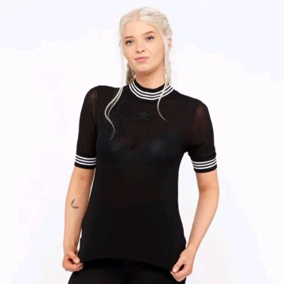 adidas Originals CD6909 3-Stripes Collar&Cuffs Knit Black Tee UK14,EU40,US M 839 - Image 1 of 4