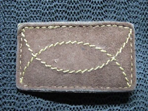 SOUTHWESTERN ABSTRACT LEATHER BELT BUCKLE! VINTAGE! RARE! 1980s! USA MEXICO? - Picture 1 of 8