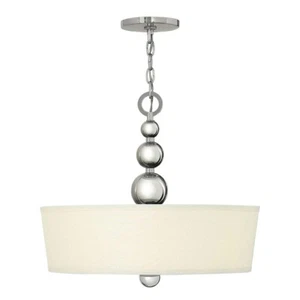 Luce a Sospensione Plafoniera Lampada Acciaio Vetro Nichel Sala Pranzo D 51,4 CM - Foto 1 di 1