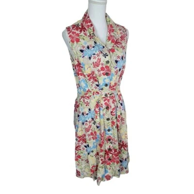 Christopher & Banks Dress Collar Sleeveless Floral Bright Womens 12 Button Down Foto 1 de 4