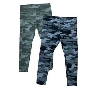 Neu mit Etikett Camouflage hoch geschnittene Leggings 2 Paar grün schwarz Camouflage Hosen Set Training XXL - Bild 1 von 13