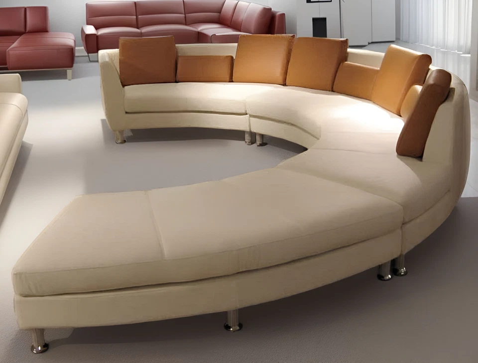 5pc Modern Round Sectionals Leather Sofa S506bn