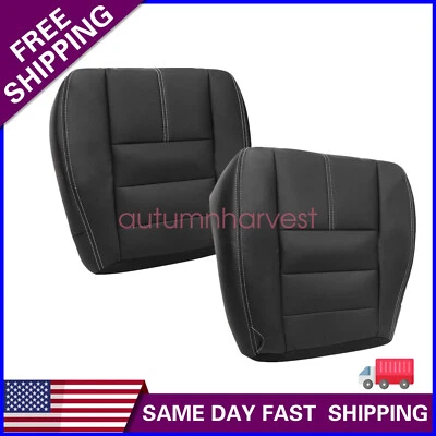 2PCS For 2008-10 Ford F350 F450 Super Duty Front Bottom Leather Seat Cover Black - Image 1 of 4