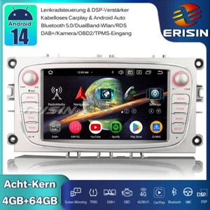64GB DAB+Android 14 Autoradio Navi CarPlay Für Ford Focus C/S-Max Galaxy Mondeo - Bild 1 von 20