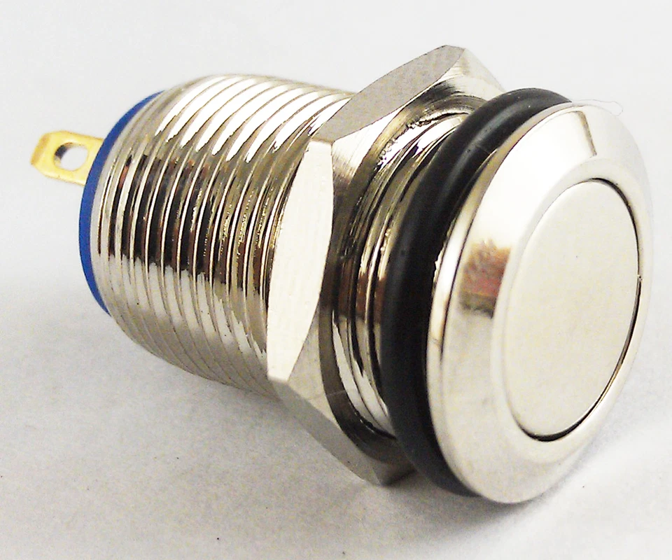 Metal Flat Push Button Momentary Horn Waterproof Resetable Switch 12mm QN12-B1 - Image 1 of 4