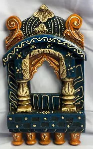 Arte de pared de madera Jharokha | Marco de decoración tradicional indio hecho a mano multicolor - Imagen 1 de 8