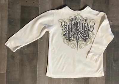 Hurley Boys Waffle Weave Long Sleeve T-Shirts (Boys M) Ivory - Image 1 of 4