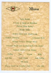 Lehigh Valley Railroad LVRR Vintage Menu Card #80 - Picture 1 of 2