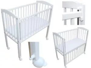 Beistellbett Babybett 90x40 cm mit Matratze und Räder höhenverstellbar weiss - Bild 1 von 7
