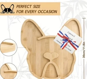 Frenchie French Bulldog Charcuterie Cheese Serving Board Bamboo 11.5”x11.8” NEW - Picture 1 of 6