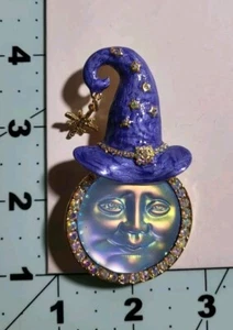 Moon Pin Brooch Halloween Fashion jewelry NEW Free Ship 2.8 Inches - Picture 1 of 1