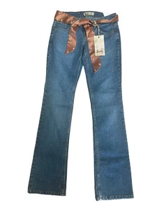VTG NEW L.E.I. Jeans Ashley Boot Cut Low Rise Jrs Size 1 Y2K Flap Pocket Belt - Picture 1 of 8