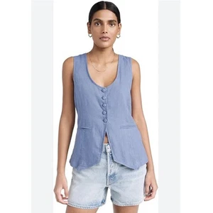 Free People Linen Blend Millie Vest Size Large - Picture 1 of 9