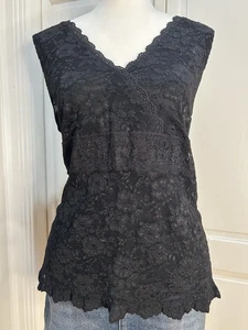 CONTEXT Women’s Black Lace Cami Baby Doll Lined XL Goth Witchy Vampy Sexy Femme - Picture 1 of 9