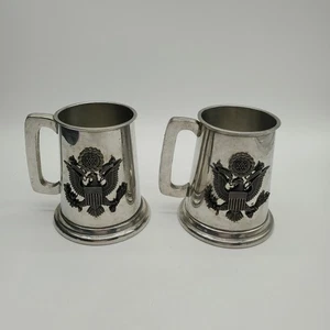 2 Vintage Navy Commemorative Pewter Tankards to D.A and B.J. Penny - Picture 1 of 14
