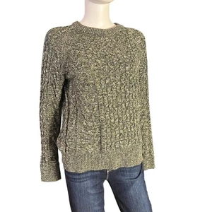 Suéter GAP Verde Oliva Gris Blanco Tejido por Cable Algodón Cuello Redondo Talla XS - Imagen 1 de 7