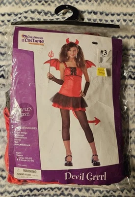 NUEVO Disfraz Halloween Niña Diablo Adolescente Grande 10-12 Solo Vestido, Alas, Diadema Foto 1 de 4