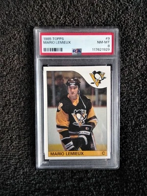 1985 TOPPS #9 MARIO LEMIEUX ROOKIE CARD PSA8  NM- MT RECENTLY GRADED - Image 1 of 4