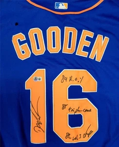 [BLEMISHED] Doc Gooden signed 3 Inscription Mets Jersey autograph ~ Beckett BAS - Picture 1 of 6