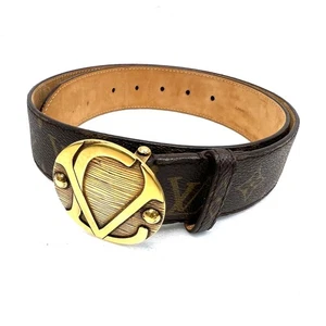 Louis Vuitton Gürtel Monogramm M9671 85/34 Braun Gold Logo Schnalle Original - Bild 1 von 10
