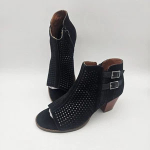 Botines Vionic Chryssa negros de gamuza punta abierta para mujer talla 8,5 NUEVO - Imagen 1 de 9