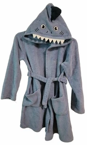 Shark Bath Robe Kids Large 10-12 Blue Super Soft Long Sleeve - Picture 1 of 3