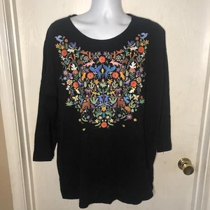 Sabaku Artwear Damen 1X Southwestern Forestry Animal Design schwarz Top Bluse - Bild 1 von 9