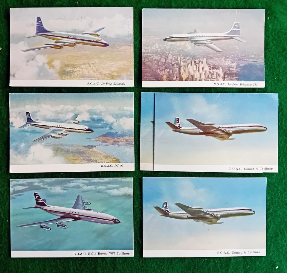 7 BOAC AIRLINER POSTCARDS COMET BRITANNIA 707 DC-7C NPU - Image 1 of 1
