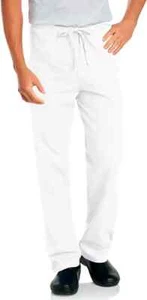 Landau Essentials Relaxed Fit Drawstring Scrub Pants 7602,White,TXL**DEFECTIVE** - Picture 1 of 10