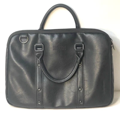 Bolsa para laptop Kenneth Cole Reaction maleta couro sintético preto alças duplas - Imagem 1 de 4