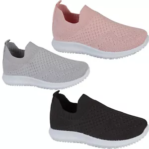 GIRL SLIP ON TRAINERS KIDS CHILDRENS LIGHTWEIGHT WALKING RUNNING SNEAKERS SHOES - Picture 1 of 4