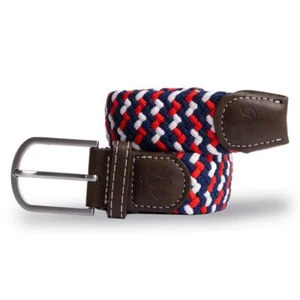 Swole Panda Unisex Elasticised Recycled Woven Adjustable Belt - Blue White Red - Picture 1 of 4