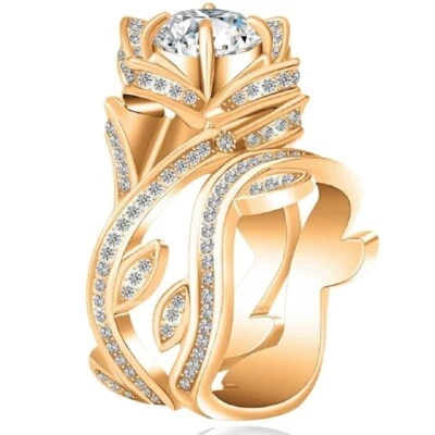 Trendy Women White Sapphire 14K Rose Gold Filled Ring Wedding Jewelry SZ 6 - Image 1 of 3