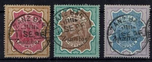 ZANZIBAR SG19/21 1895 HIGH VALUE OVERPRINTS ON INDIA USED (d) - Picture 1 of 1