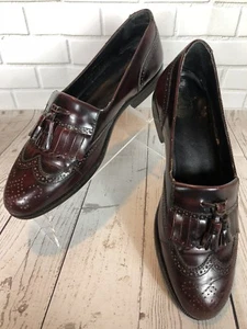 Florsheim Burgundy Wingtip Kiltie Tassel Brogue Slip On Loafers Mens Shoes Sz 9D - Picture 1 of 12