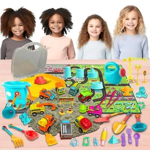 Kids 49PCS Sandcastle Building Sand Playset Construction Moulds Mat Carry Case - Picture 1 of 12