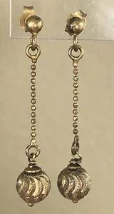 Sterling Silver Earrings Dangle Gold Plated Italy - Picture 1 of 15