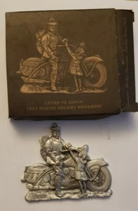 Neu 1997 Zinn Holiday Ornament "Letter To Santa" US Mail Harley Bike - Bild 1 von 2