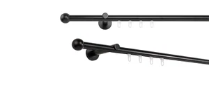Gardinenstange auf Maß Innenlauf Ball Wandabstand 12cm Farbe: Schwarz - Bild 1 von 94