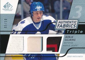 2008-09 SP Game Used AUTHENTIC FABRICS TRIPLE PATCH #SA SALMING BORGE - x/10!!!