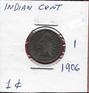 USA INDIAN HEAD 1 CENT 1906 LIBERTY WITH INDIAN HEADDRESS BEARING THE WORD LIBER - Picture 1 of 2