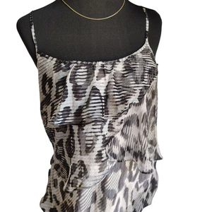New York Women's Leopard Tank Top Shirt Black Large Camisole Layered Flowy - Picture 1 of 10