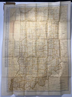 Rand McNally Indexed Pocket Map of Indiana, 1921, two-sided folding map - Image 1 of 4