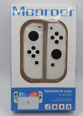 White Protective Case for Ns OLED Switch: Mooroer with Thumb Stick Caps - Image 1 of 2