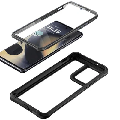 For Motorola Moto Edge 2024 Case Builtin Screen Protector Shockproof Cover Black - Image 1 of 4