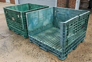 Lot of (2) Ropak 48 x 45 x 28" Green Collapsible Bulk Shipping Containers Repair - Picture 1 of 5