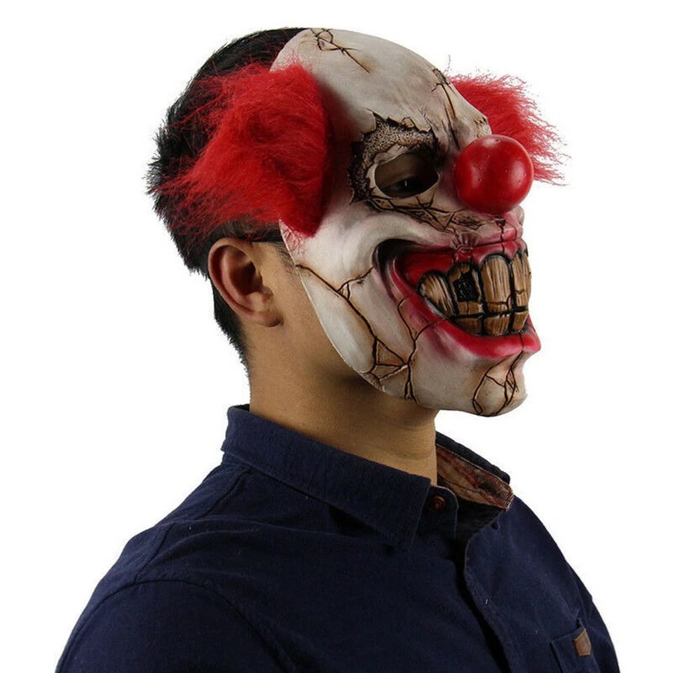 New Scary Clown Evil Creepy Adult Costume Full Face Horror Latex Mask Halloween - Image 1 of 4